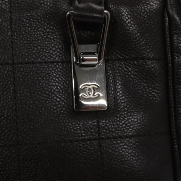 CHANEL Hand Bag Grained Calf Skin Dark Brown Silver CC - Picture 13 of 16